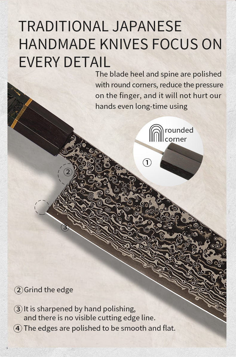 Japanese SLD Steel Gyuto Knife – Hand-Forged 33-Layer Damascus Professional Chef Knife