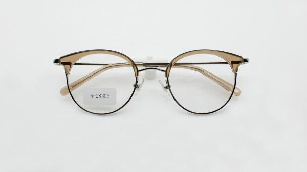 Round Optical Eyewear Non-prescription Eyeglasses metal acetate Frame Vintage Eyeglasses Clear Lens for Women and Men