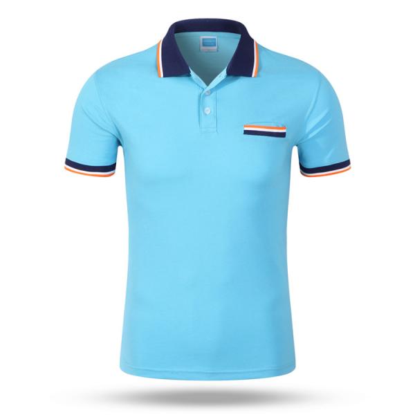 Cotton T Shirts Embroidered Printed Logo Cotton Men's  Contrast Business Uniform Polo T Shirt
