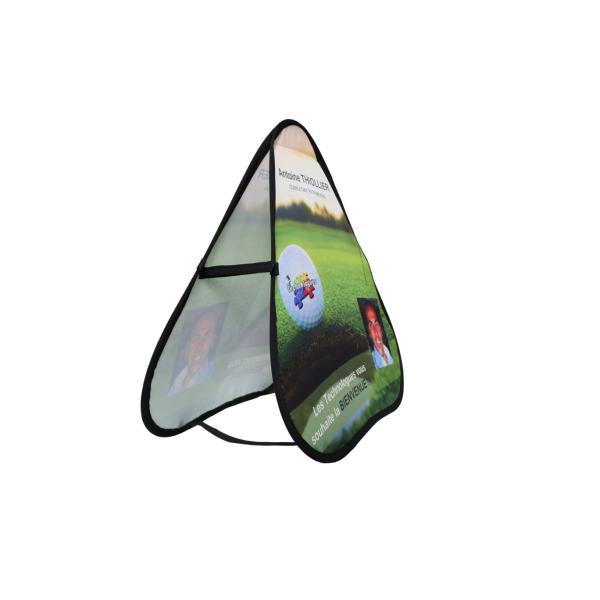 Triangle Exhibition Pop Up Display Stands Fiberglass Material Black Color