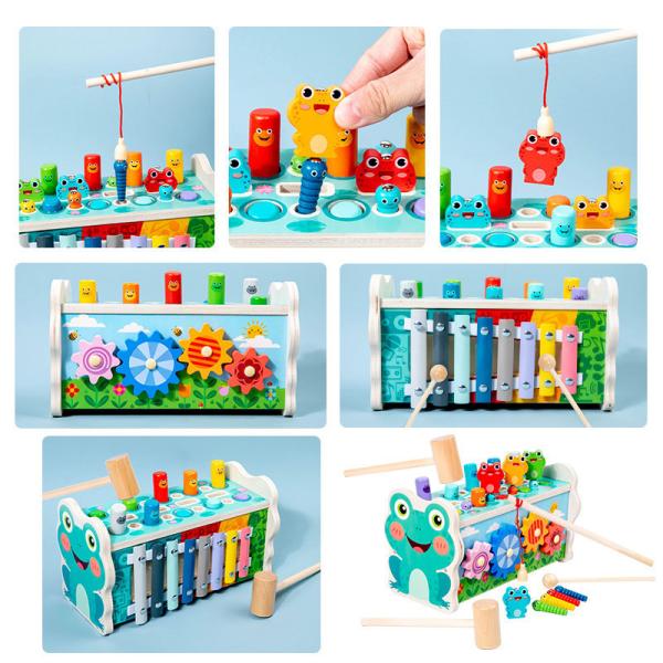 Unisex Hammering Frog Puzzle Toy Children's Early Education Building Blocks Included