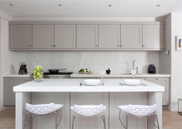 Matt MDF Wood Kitchen Cabinets Quartz / Granite Countertop Lacquer Shaker Style