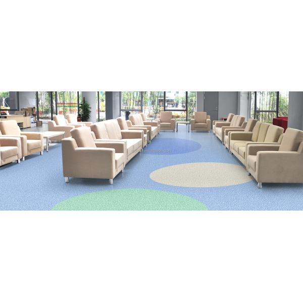 Relle Granito azul y blanco homogéneo de revestimiento de suelo de vinilo antibacteriano con revestimiento PUR
