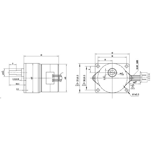 35MM Stepper Motor With Metal Gearbox 24V Pearmanent Manget Motor