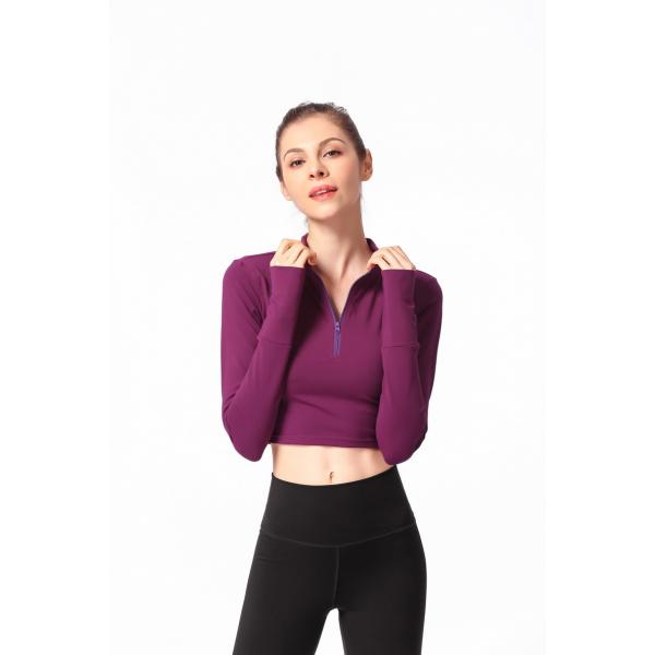 Фитнес спортзала шеи черепахи куртки 300gsm йоги женщин молнии рукава добавочного размера длинный