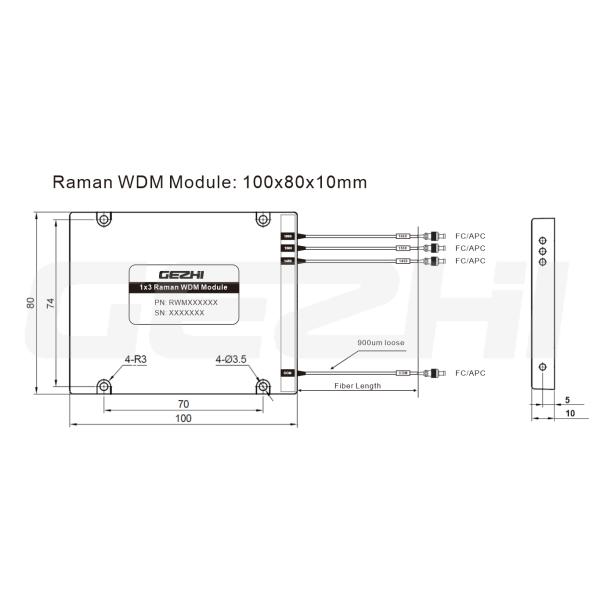 Singlemode or Multimode1x3 Raman Filter WDM for DTS Systems 1450/1550/1650nm