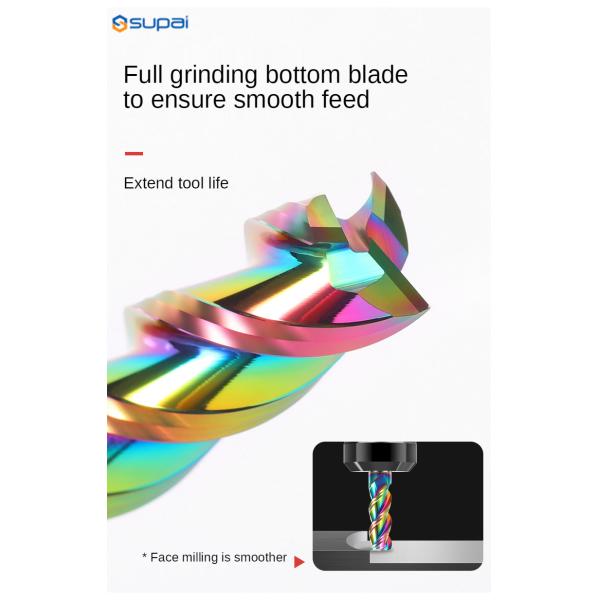 Устройства для резки карбидов 3 флейты Красочное покрытие для алюминия HRC55 Фрезерная резачка для древесины Акрил Медь Пластик