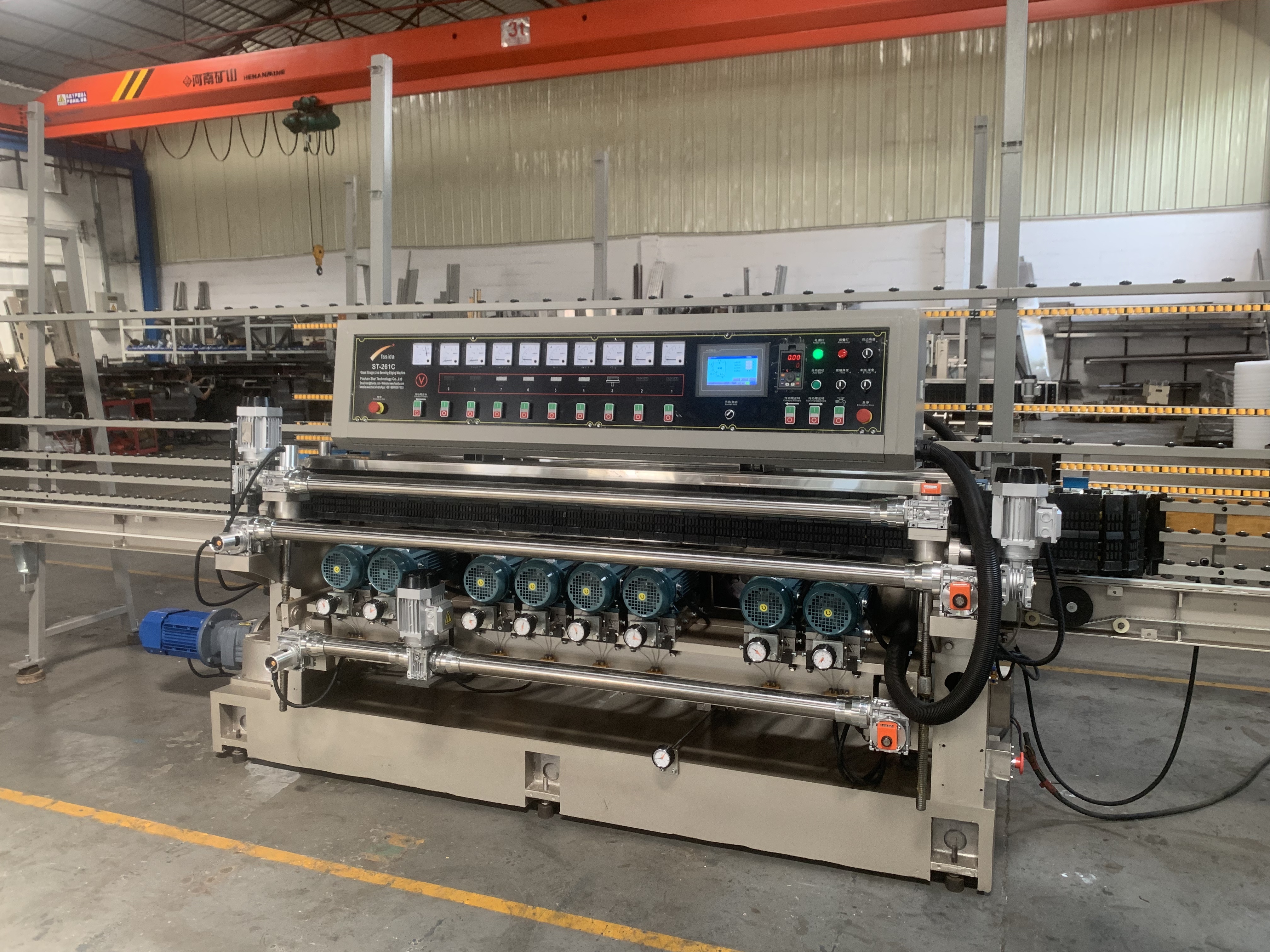 PLC Control 3-12mm Glass Beveling Machine For Grinding / Polishing Bevel Edge