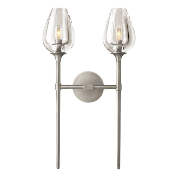 Yihao Vintage Solid Brass Wall Lamp with Glass Crystal Shade and 2700K Warm White Lighting