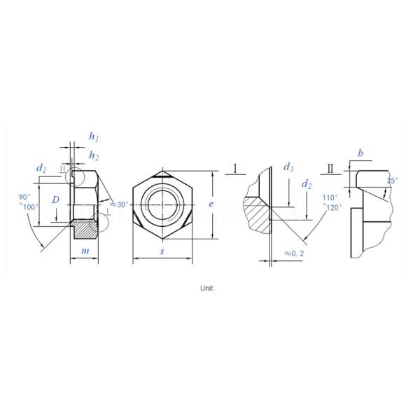 Сварка чокнутое Din929 наговора ранга 8 ранга 4 стали углерода M2 M4 M5 M6 M8 M10 M12