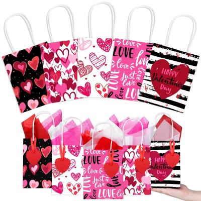 Custom Color Accepted 2024 Valentine's Day Love Shopping Kraft Paper Bags with Handle