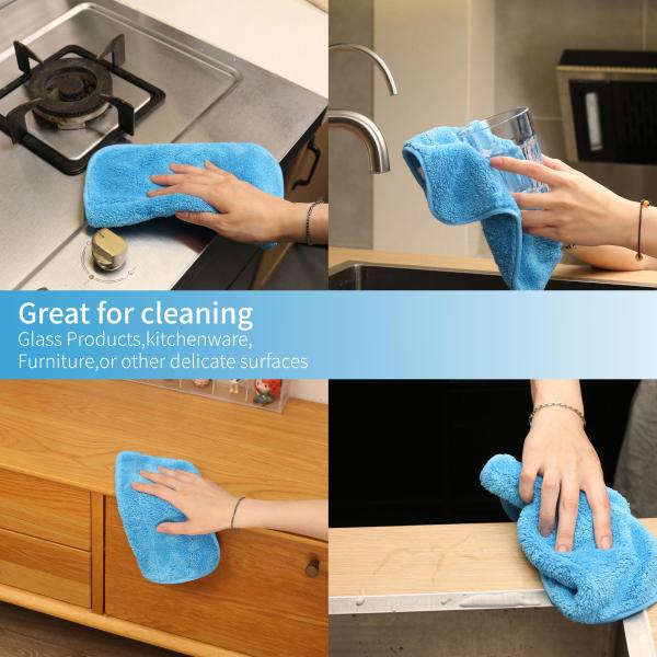 Kitchen Dish Cloths Dish Towels Super Absorbent Coral Fleece Cloth Premium Dishcloths Nonstick Oil Washable Fast Drying