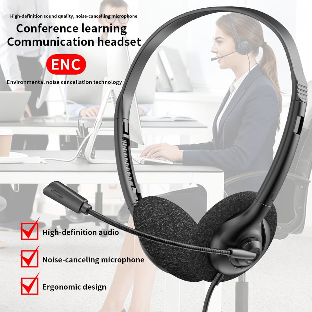 JTY-0123 Colorful Wired Head Mounted Telephone Headphones with Foldable Microphone Lightweight Online Learning Office Headphones Support Logo Color Plug OEM/ODM Private Model Customization