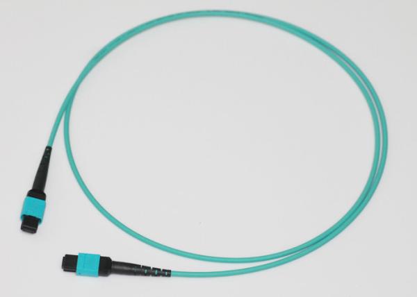 12 MT Fiber Optic MPO MTP Cable / OM4 Patch Cord Polarity A OFNP Plenum Jacket