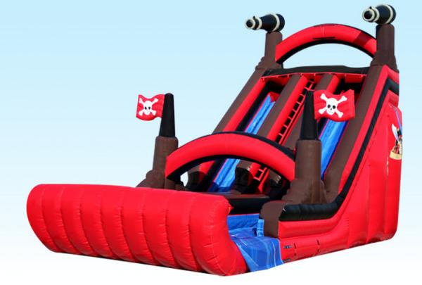 Red and Black Corsair Large Inflatable Slide With Cannon EN14960 BV CCC