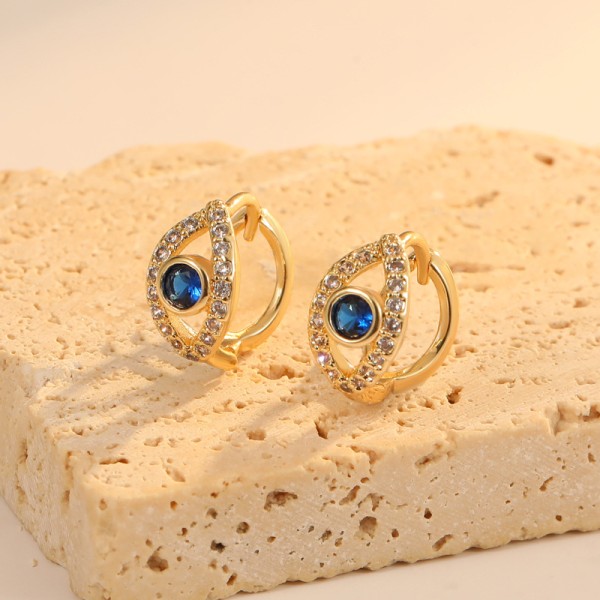 Multi Shape 14K Gold Plated Sow Shape Evil Eye Ear Buckles Earrings Jewelries for Jewelry Earrings