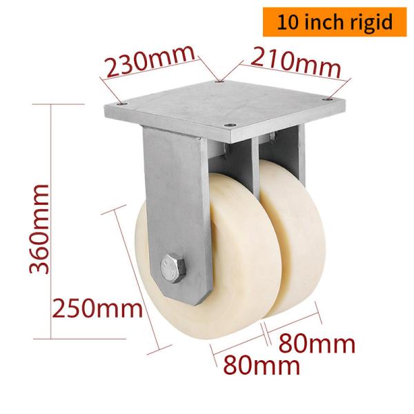 EDL 10 Inch 5000kg Ultra Heavy Duty Dual Wheel MC Nylon Caster Plate Rigid Swivel Type 9510-26