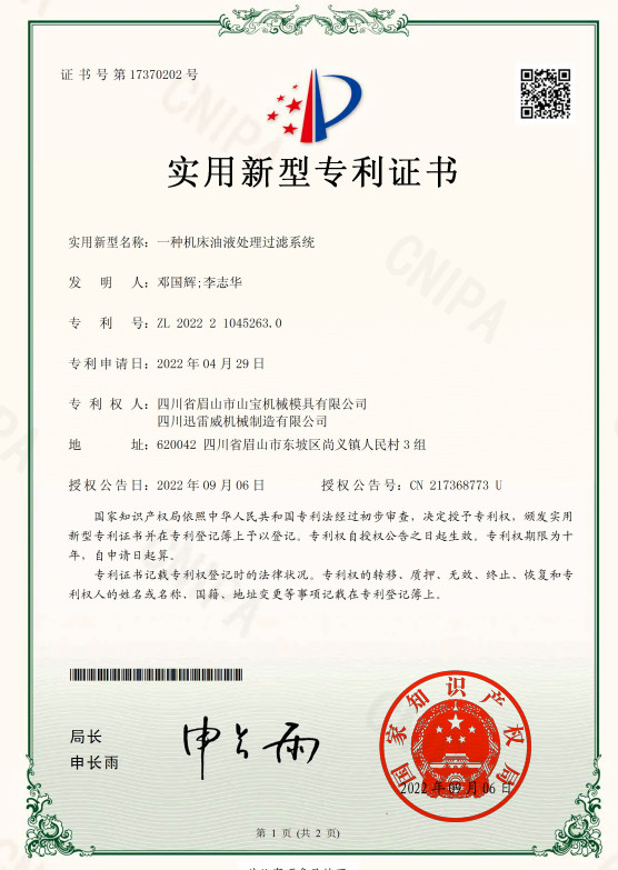 Sichuan Meishan Shanbao Machine Mould Co., Ltd. Сертификации