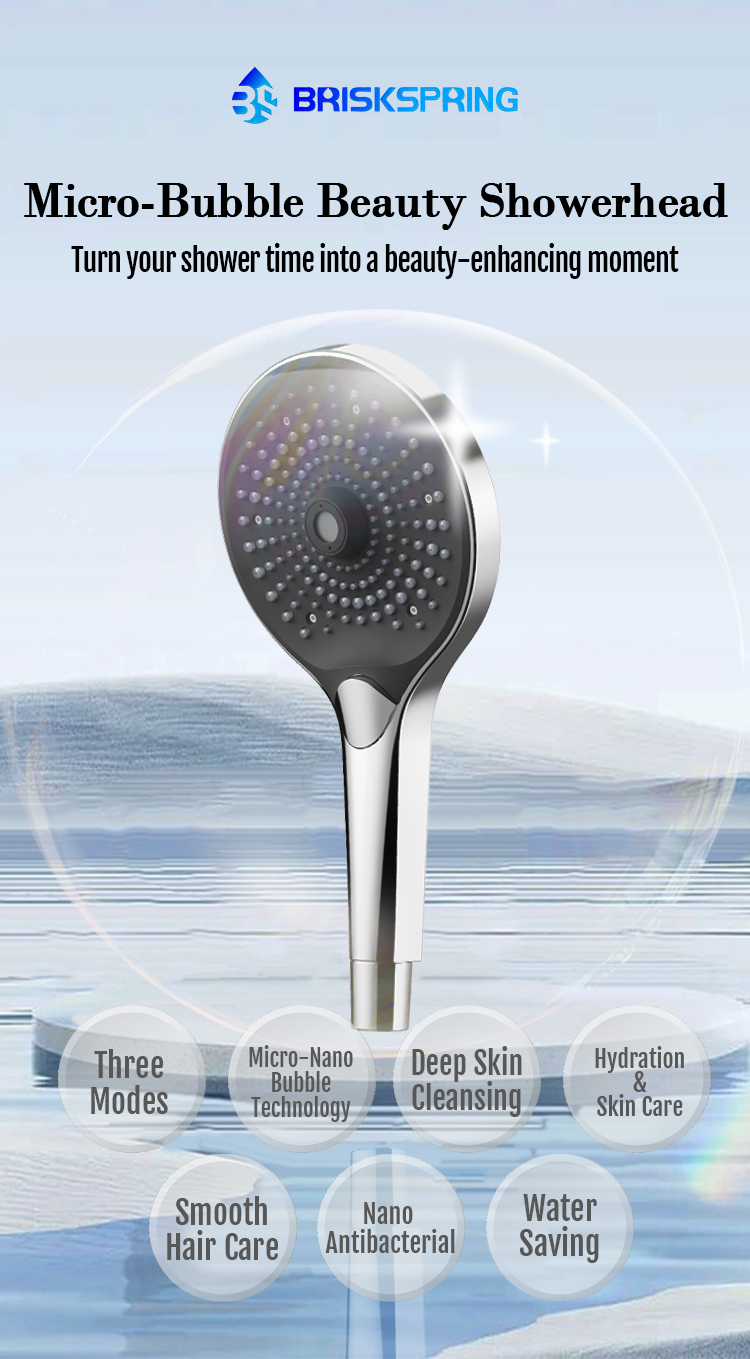 Luxury Micro Nano Bubble Shower Head with Deep Pore Cleansing and Self-Cleaning Antibacterial Nozzles for Skin and Hair Care