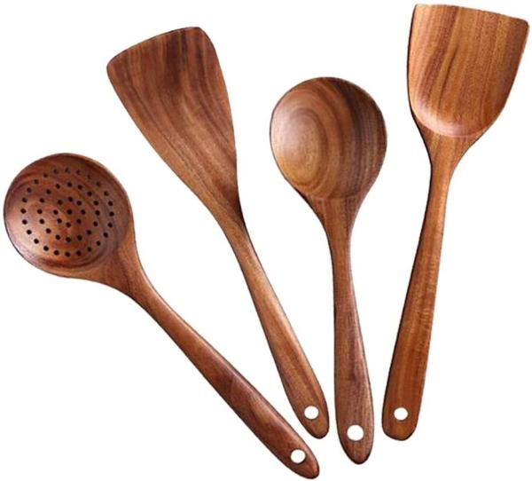 Acacia Teak Wooden Kitchen Utensil Set In Stock Kitchen Cooking Tool Custom Logo
