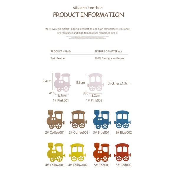 Poco bebé Teether del silicón del tren para el collar Toy Non Toxic