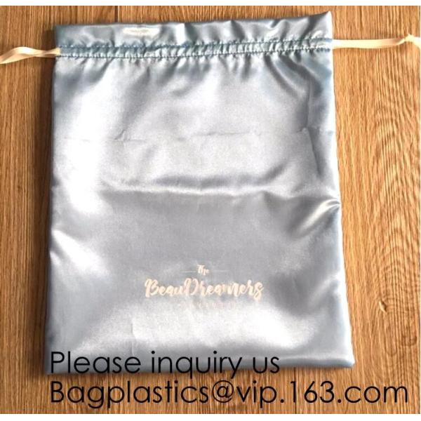 Luxury Satin Handbag Dust Cover Bag,Dark Blue Thick Matt Satin Pouch With Ribbon,Satin Drawstring Bag For Bikini package