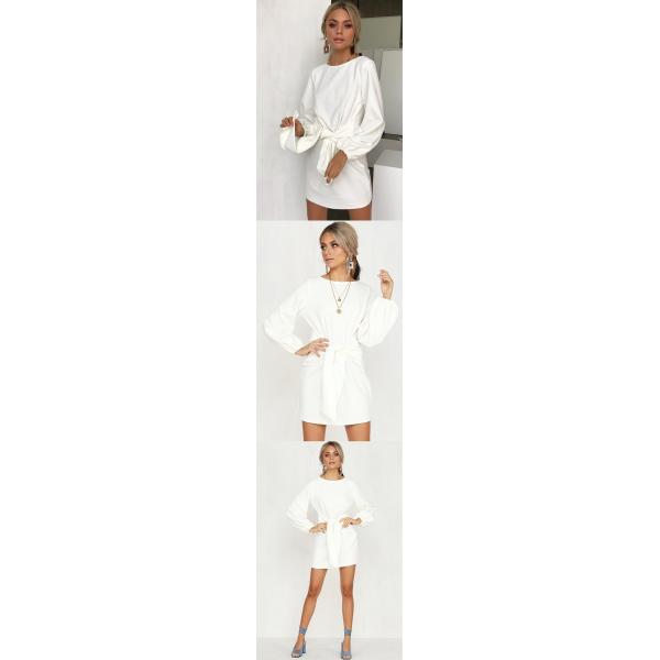 Women Apparel Summer White Puff Sleeve Mini Dress