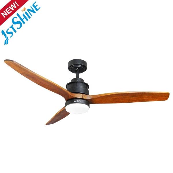 1stshine 52 polegadas 132cm Ventilador de teto moderno de lâmina de madeira com luzes LED Economia de energia DC