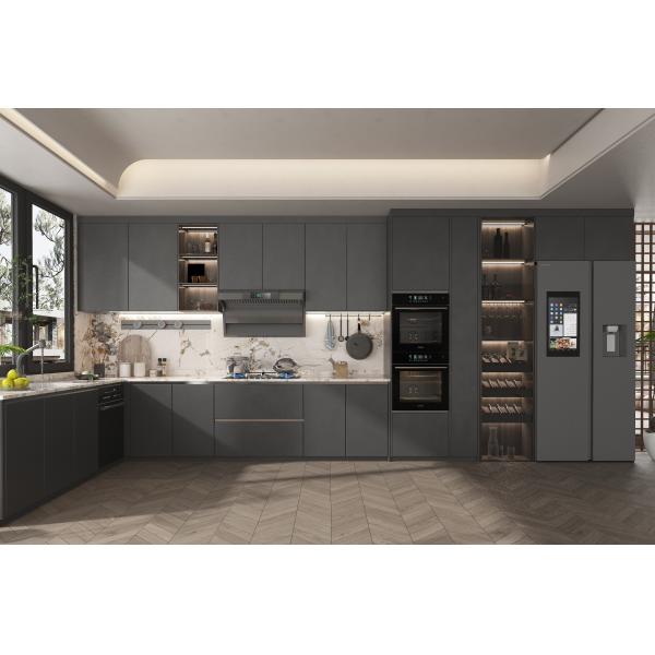 Set Indoor Kitchen Cabinets Gloss L Shaped Modern Modular Price Gray  Furniture