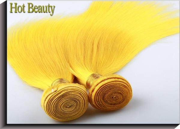 Yellow Single Drawn Virgin Human Hair Extensions No Tangle And No Shedding