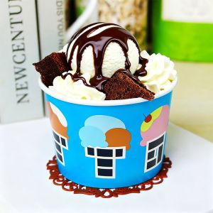 Eco Friendly Paper Bowls Disposable Ice Cream Cup Custom Logo Leak Proof For Takeout Desserts