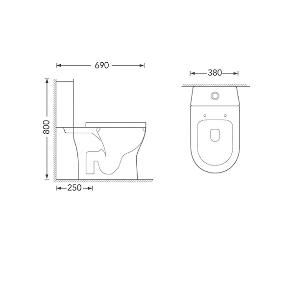 UF Two Piece Toilets 380x690x800mm Bathroom Commodes Orin OR8309