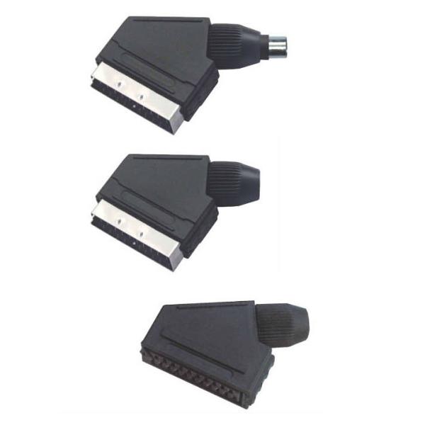 AC 1000 V / min 1 Amp RCA Cable Adapters 21 Pin Scart Connector PP Material