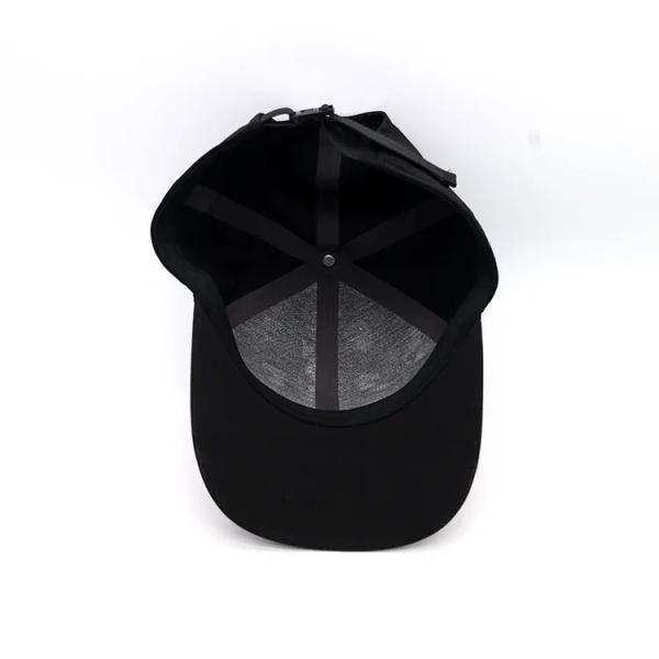 Black 100% Cotton 5 Panel Baseball Cap Custom Embriodery Logo