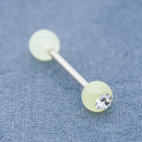 Joia clara 14G 1.6mm de Crystal Gem Stainless Steel Tongue Bar