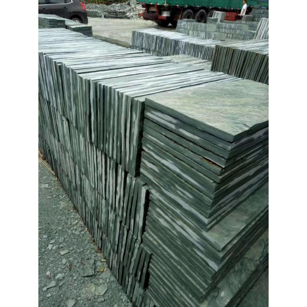 Natural slate culture stone sawn cut split China beige green color