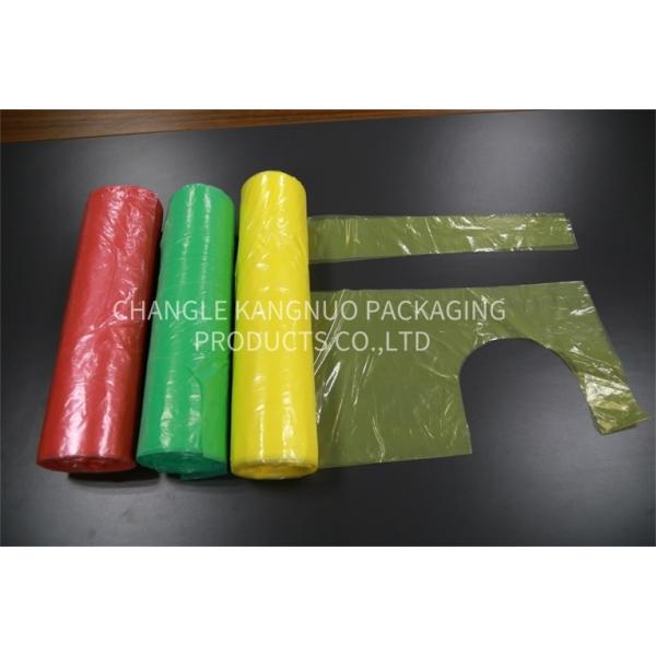 Colored Disposable PE Apron On The Roll , Red Plastic Kitchen Apron For Adult