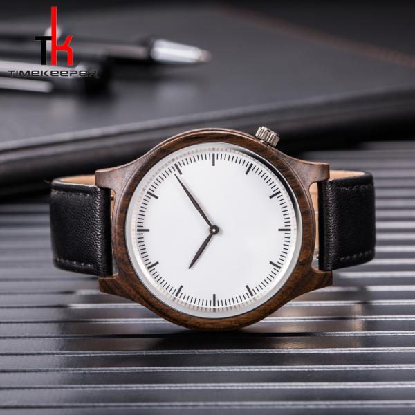 Custom Wood Minimalist Leather Watch Japan Miyota 2035 Movement