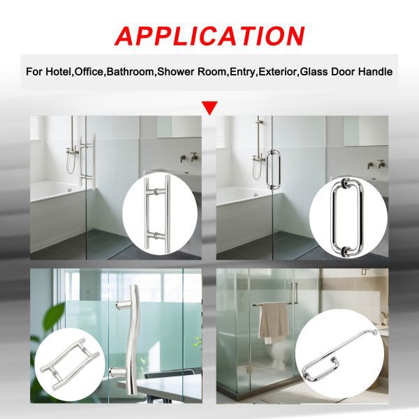 American Style Stainless Steel 304 Shower Handle Back to Back L Shape Square Bathroom Pull Handle