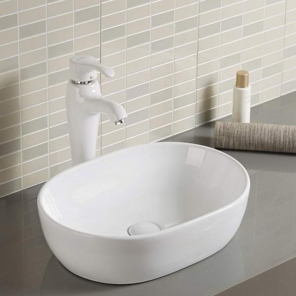 Ceramic Oval Counter Top Bathroom Sink 18 Inch 15 Depth