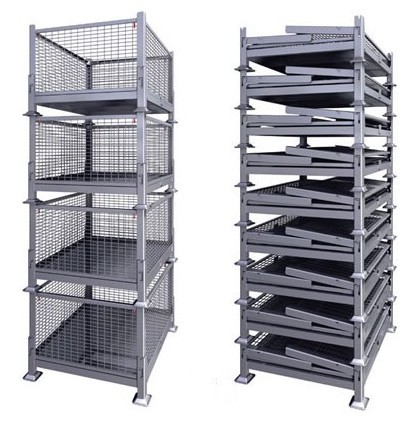 Powder Coated Steel Stackable Wire Mesh Pallet Crate