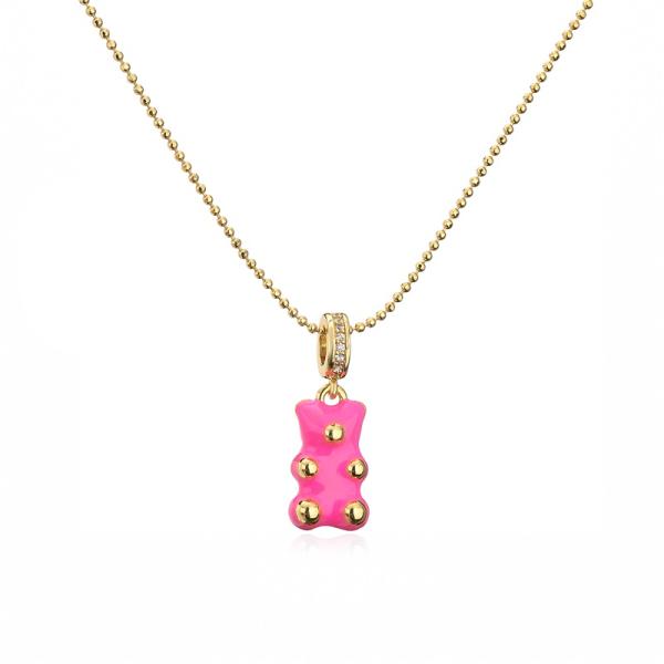 Ожерелье красочного циркона медведя эмали ювелирных изделий золота 24k привесное