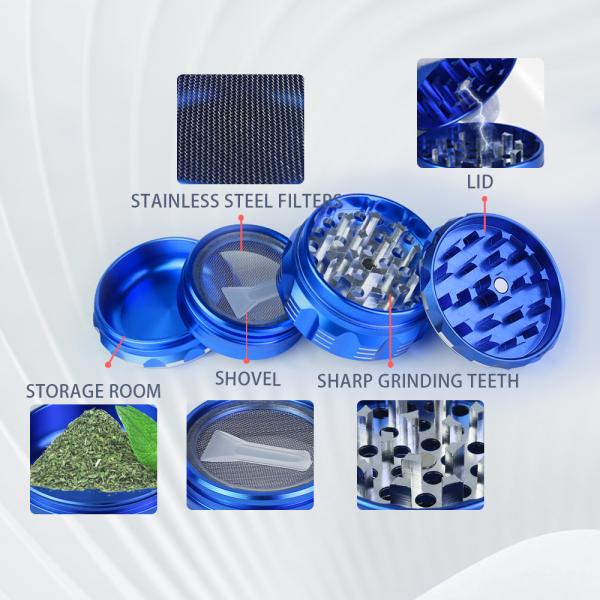 Специализированные Алюминиевые детали Табак Специи Травяной мельницы Синий анодирующий