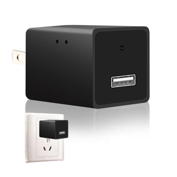 Plastic HD 1080P Mini Spy Camera , Mini USB Charger Security Camera