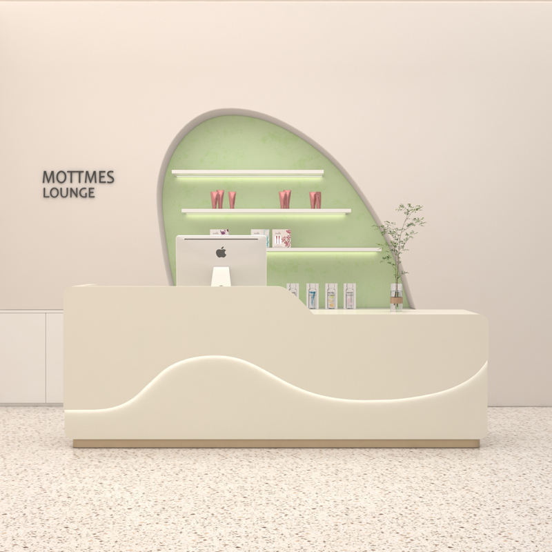 Customized Design Solid Wood Reception Desk with LED Lighting for Jewelry Shop Retail Display
