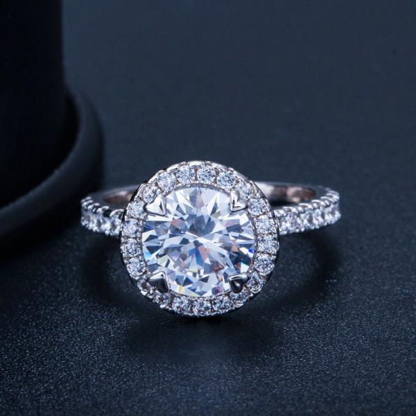925 Sterling Silver Princess Ring Round Sparkling Ring Love Heart CZ Rings for Women Engagement Jewelry Anniversary
