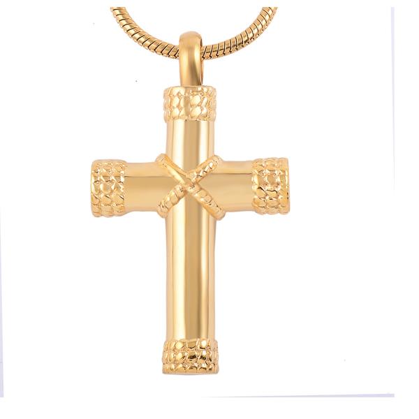 Stainless Steel Cross Pendant Necklace for Ashes Urn Cremation Religious Keepsake