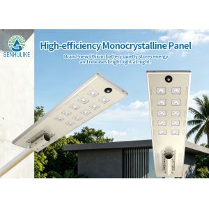 All in One Solar LED Street Light with Microwave Motion Sensor, IP65 Waterproof Auto On/Off, Easy Install for Outdoor Road