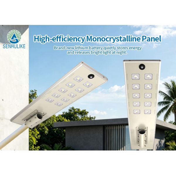 All in One Solar LED Street Light with Microwave Motion Sensor, IP65 Waterproof Auto On/Off, Easy Install for Outdoor Road