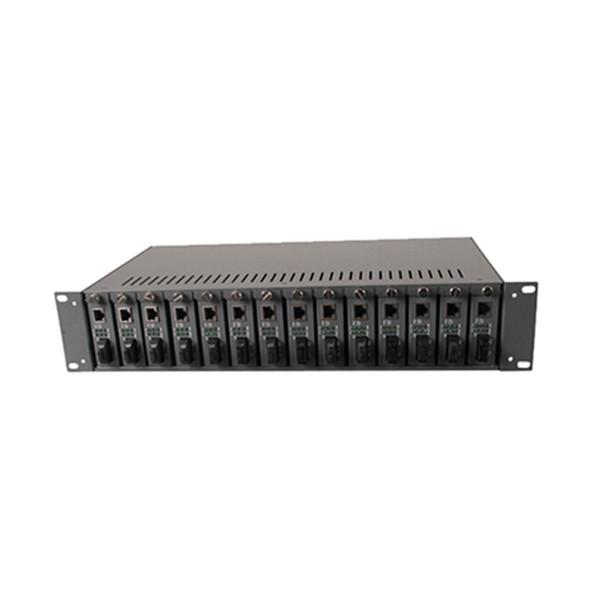 Low Power Loss 14 Slots Fiber Media Converter For 10/100/1000 Mbps Ethernet